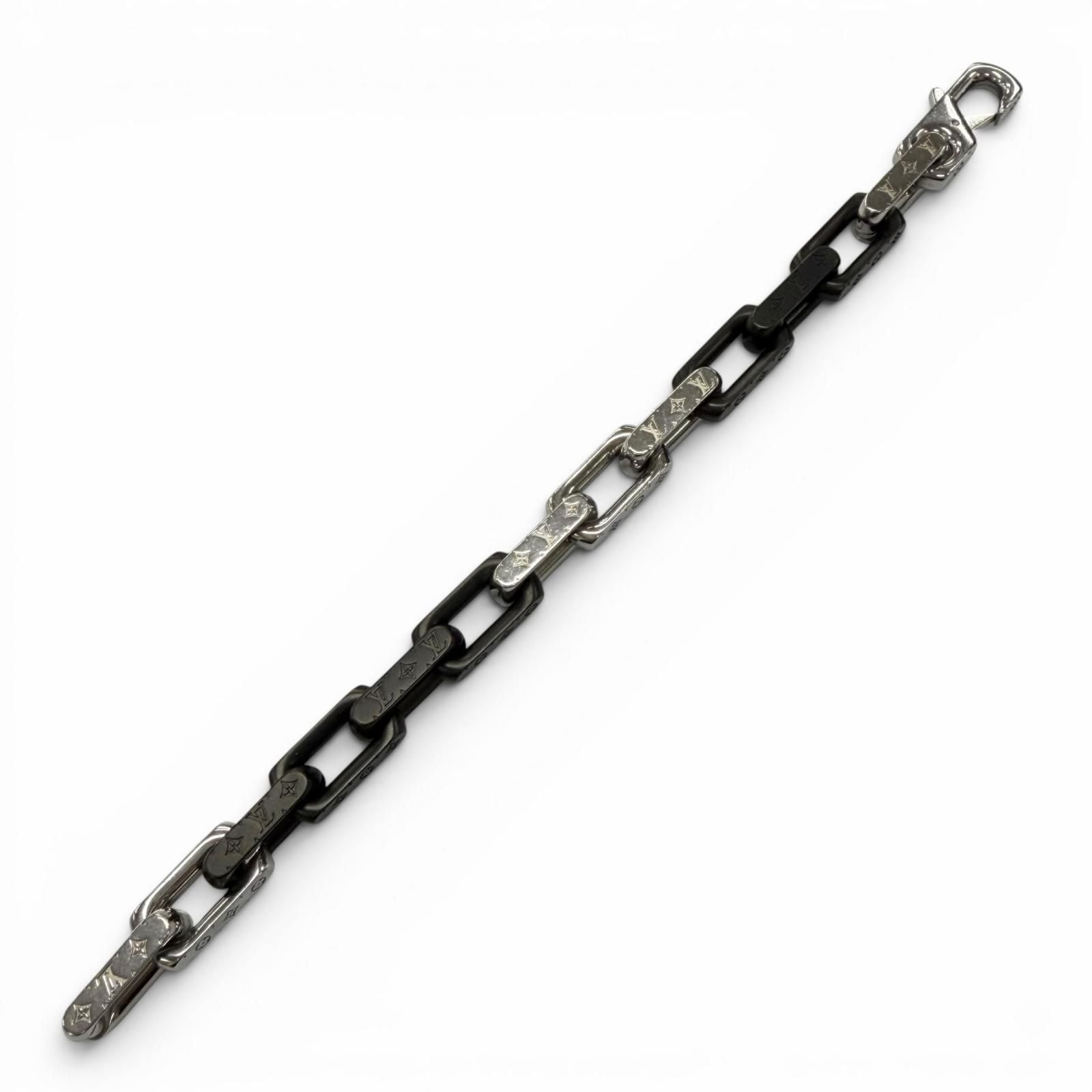 Louis Vuitton Monogram Chain Bracelet Silver Black — view 3