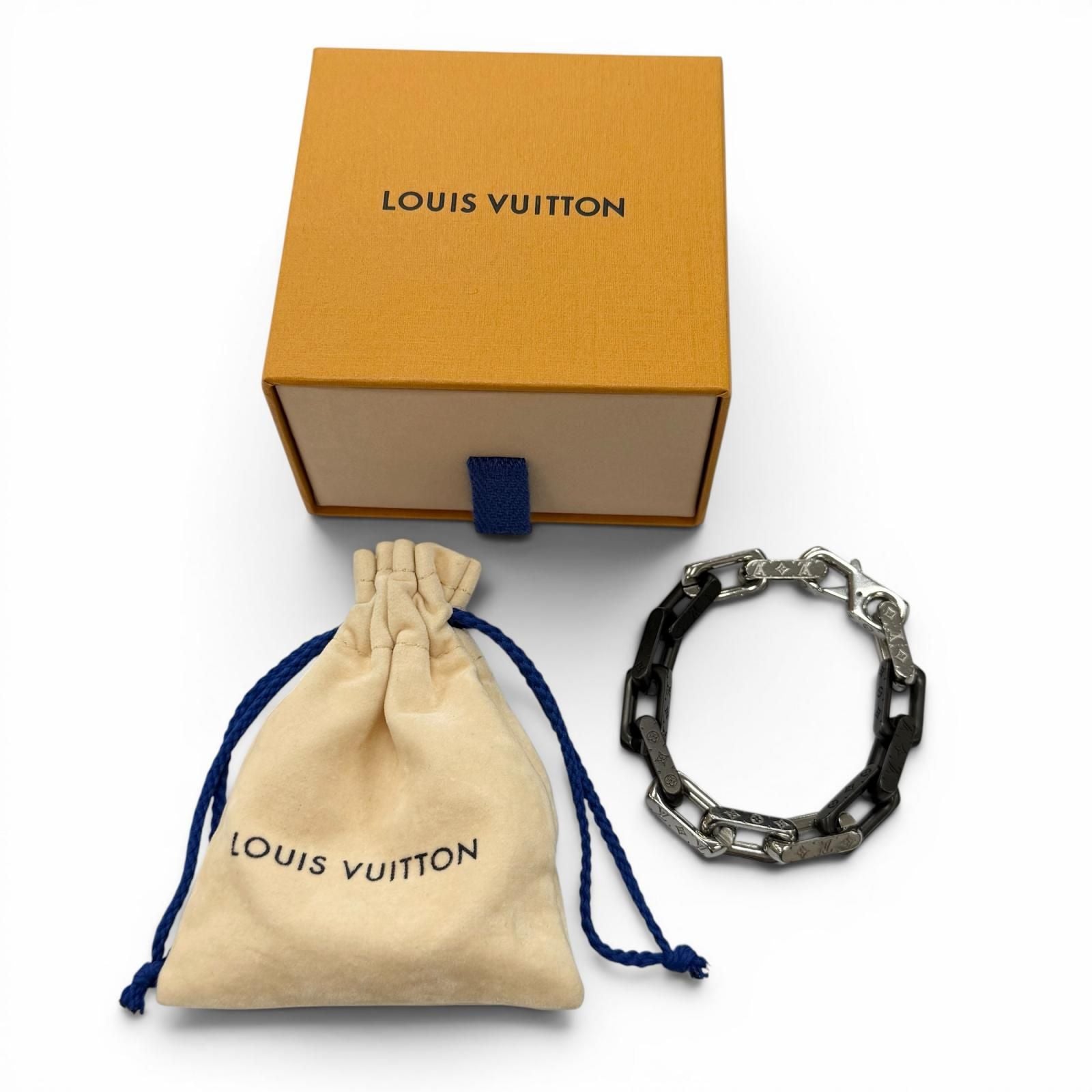 Louis Vuitton Monogram Chain Bracelet Silver Black — view 2