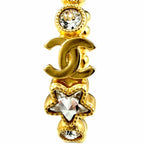 Chanel Crystal CC Logo Star Hoop Earrings Gold — view 4