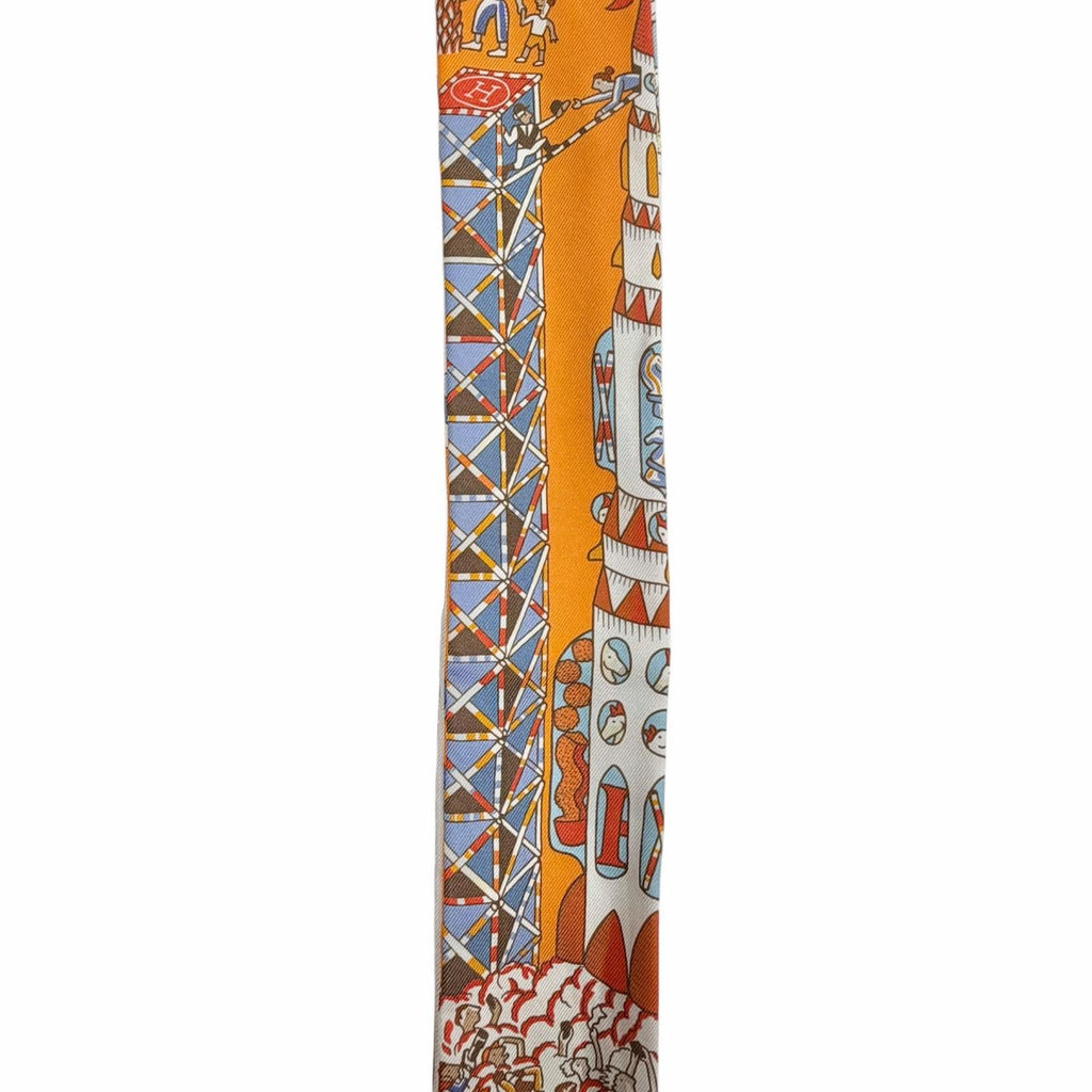 Hermes Exposition Universelle Silk 100% Orange Ciel Brick Scarf — view 4