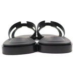 Hermes Oran Box Calf Leather Motif Flat Sandals Mules Black 38.5 Box — view 6