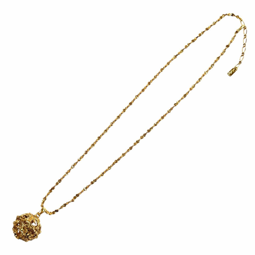 Saint Laurent Yves Vintage Ball Necklace Pendant Gold — view 3