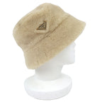 Prada Triangle Logo Plate Sheepskin Dyed Fur Bucket Hat Beige Gold S Recommended — view 3