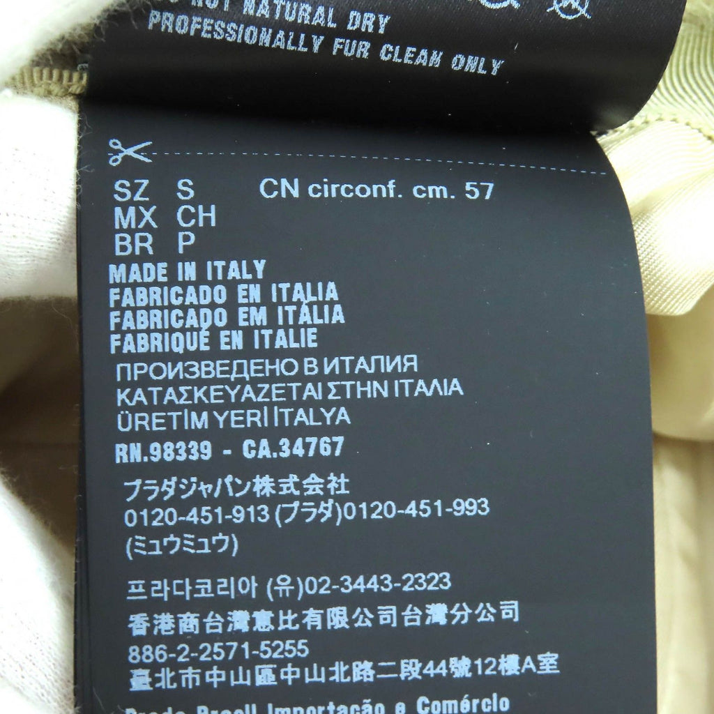Prada Triangle Logo Plate Sheepskin Dyed Fur Bucket Hat Beige Gold S Recommended — view 8