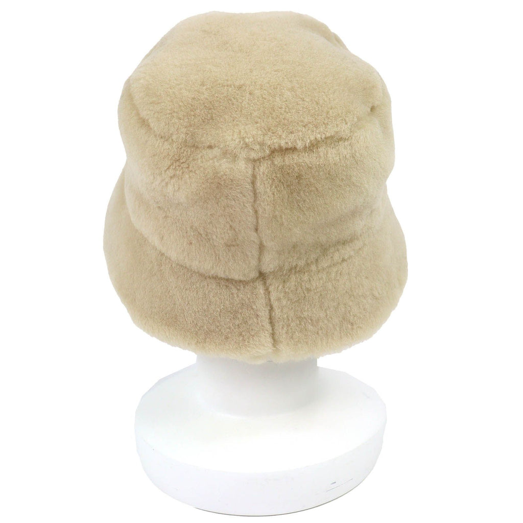 Prada Triangle Logo Plate Sheepskin Dyed Fur Bucket Hat Beige Gold S Recommended — view 4