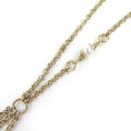 Chanel CC Logo Feather Pearl Strass Necklace Gold — view 5