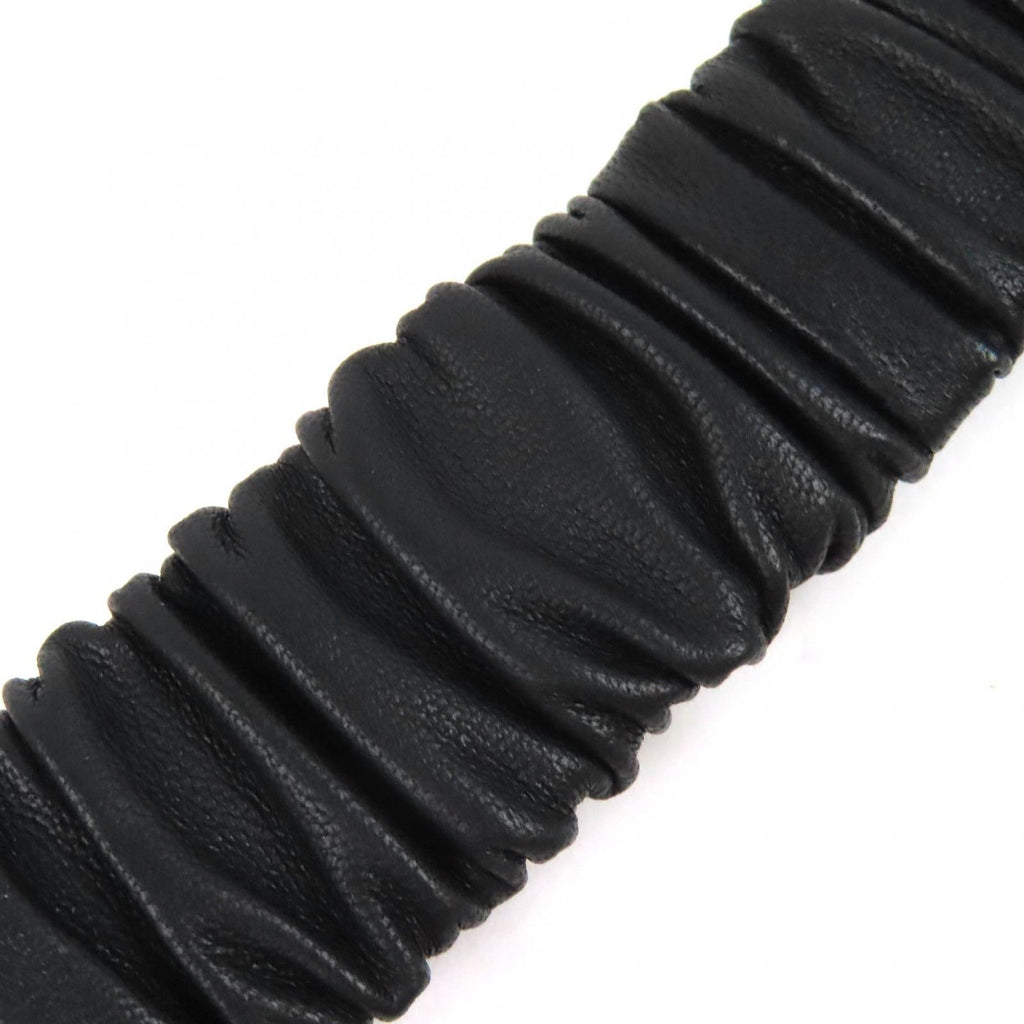 Chanel CC Logo Rhinestone Buckle Leather Rubber Belt Black Gold — view 4