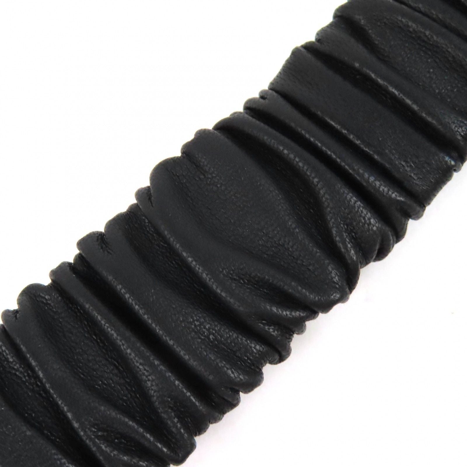 Chanel CC Logo Rhinestone Buckle Leather Rubber Belt Black Gold — view 4