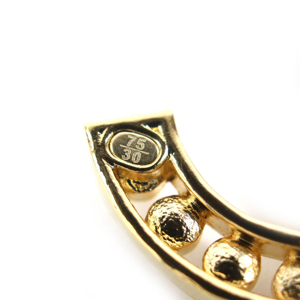 Chanel CC Logo Rhinestone Buckle Leather Rubber Belt Black Gold — view 6