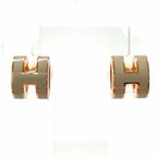 Hermes Mini Pop Brown Glace Rose Gold Earrings — view 9