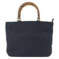 Gucci Vintage Bamboo Black Silver Nylon Tote