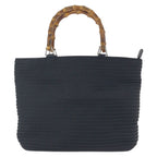 Gucci Vintage Bamboo Black Silver Nylon Tote