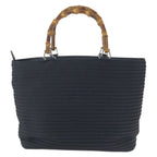 Gucci Vintage Bamboo Black Silver Nylon Tote — view 2