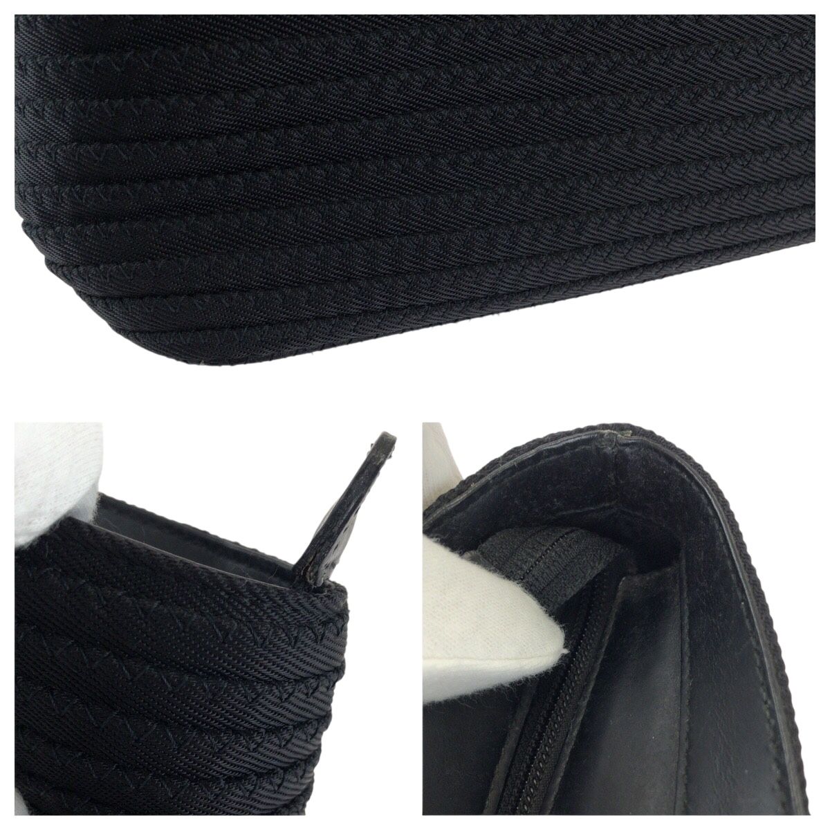 Gucci Vintage Bamboo Black Silver Nylon Tote — view 5