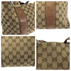 Gucci Bamboo Beige Brown Silver GG Canvas Leather Tote Shoulder Bag — view 5