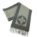 Louis Vuitton Scarf Echarpe Calf Gray Wool 75% Angora 25% Fringe — view 2