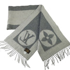 Louis Vuitton Scarf Echarpe Calf Gray Wool 75% Angora 25% Fringe — view 3