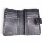 Prada Bifold Wallet Triangle Plate Leather Black — view 5