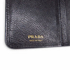 Prada Bifold Wallet Triangle Plate Leather Black — view 6
