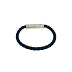 Bottega Veneta Intrecciato Leather 925 Sterling Silver Bracelet Navy — view 7