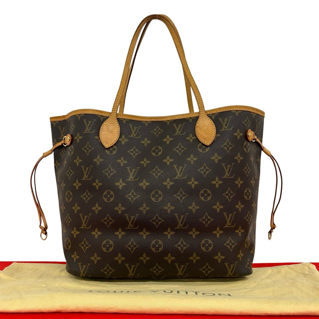Louis Vuitton Neverfull PM Monogram Logo Pattern Leather Tote Brown