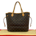 Louis Vuitton Neverfull PM Monogram Logo Pattern Leather Tote Brown