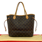 Louis Vuitton Neverfull PM Monogram Logo Pattern Leather Tote Brown