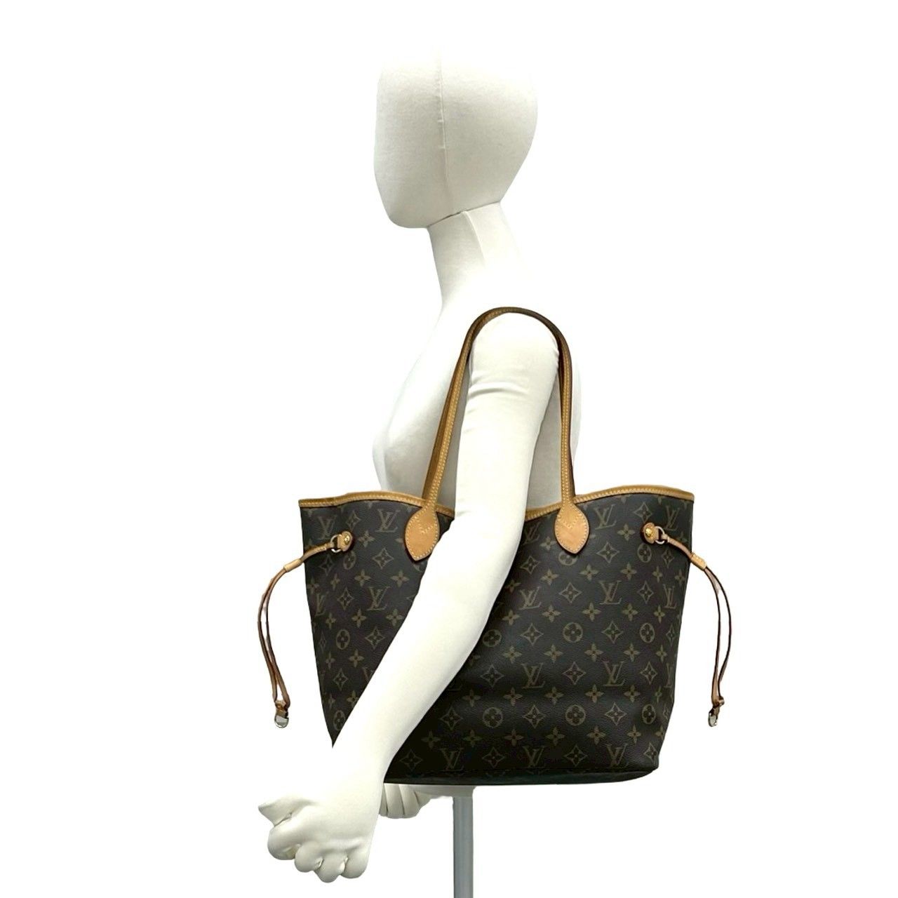 Louis Vuitton Neverfull PM Monogram Logo Pattern Leather Tote Brown — view 2