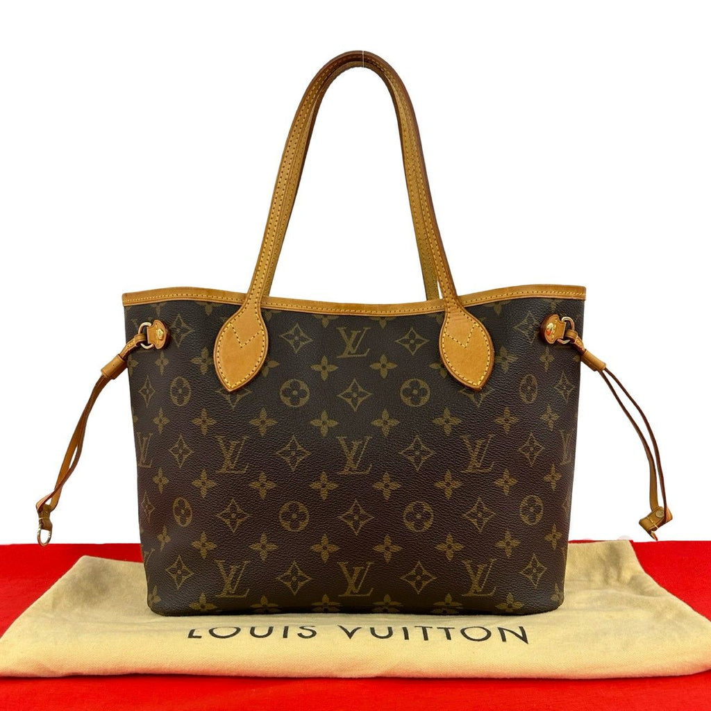 Louis Vuitton Neverfull MM Monogram Logo Pattern Leather Tote Brown