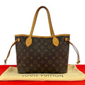 Louis Vuitton Neverfull MM Monogram Logo Pattern Leather Tote Brown