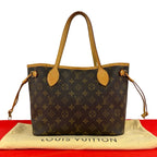 Louis Vuitton Neverfull MM Monogram Logo Pattern Leather Tote Brown