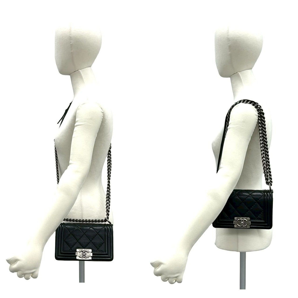 Chanel CC Logo Calf Leather Mini Shoulder Bag Black — view 2