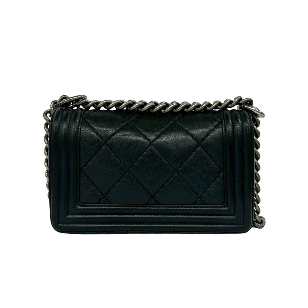 Chanel CC Logo Calf Leather Mini Shoulder Bag Black — view 3