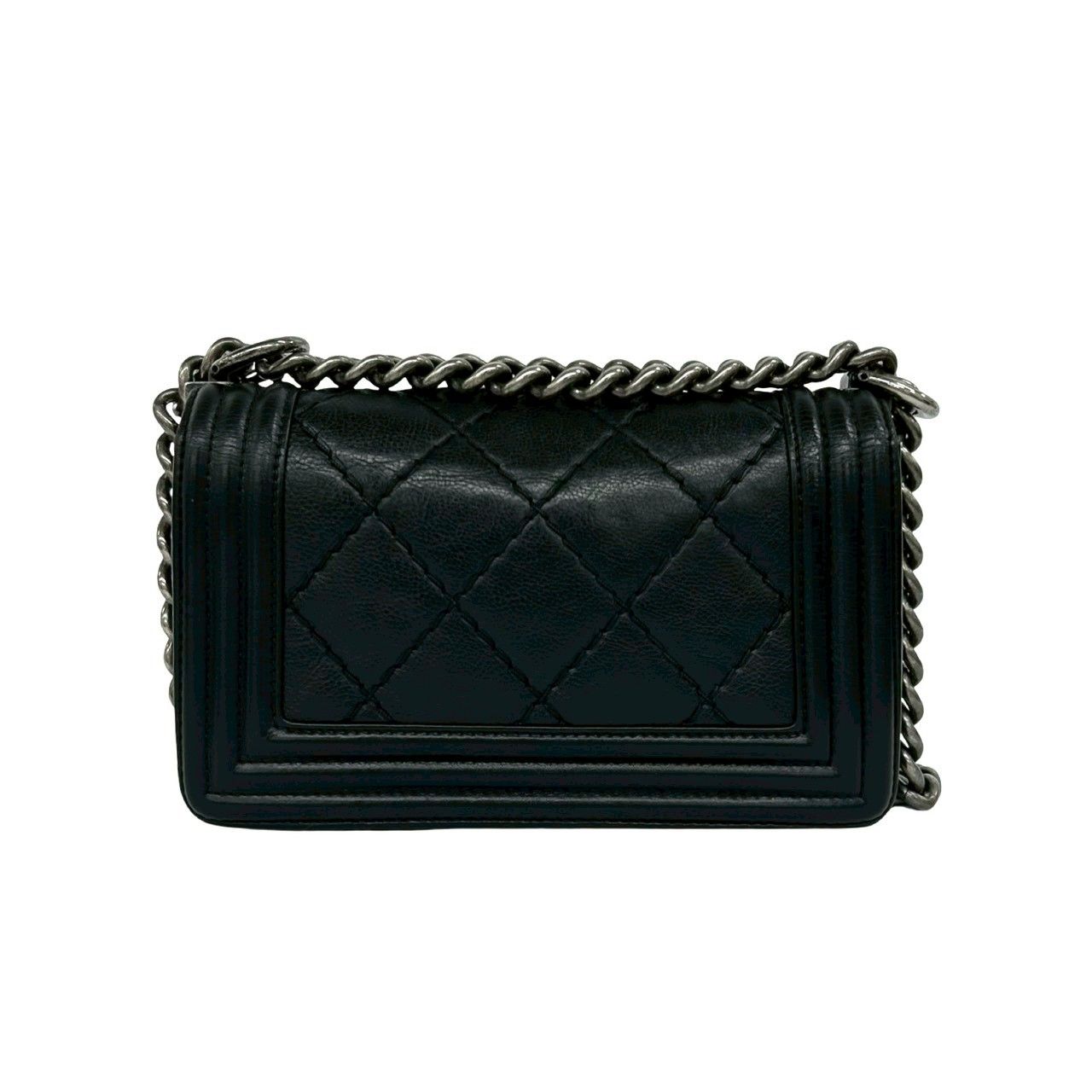Chanel CC Logo Calf Leather Mini Shoulder Bag Black — view 3