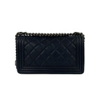 Chanel CC Logo Leather Chain Shoulder Bag Navy — view 3