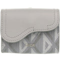 Dior Saddle CD Diamond Leather Gray Card Case