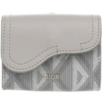 Dior Saddle CD Diamond Leather Gray Card Case