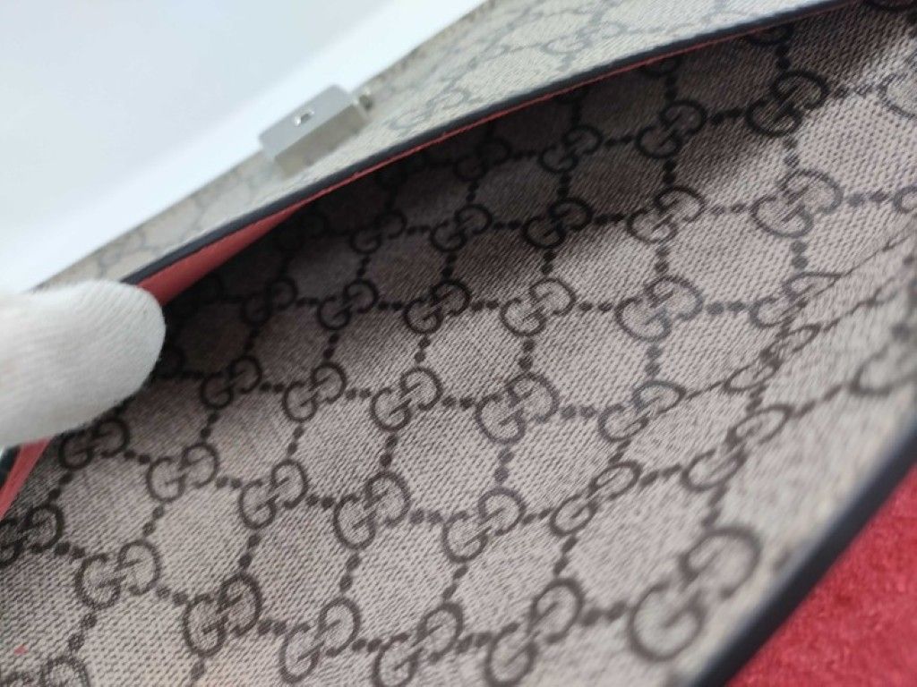 Gucci Shoulder Bag Dionysus Beige Red GG Supreme Canvas Chain Silver — view 7