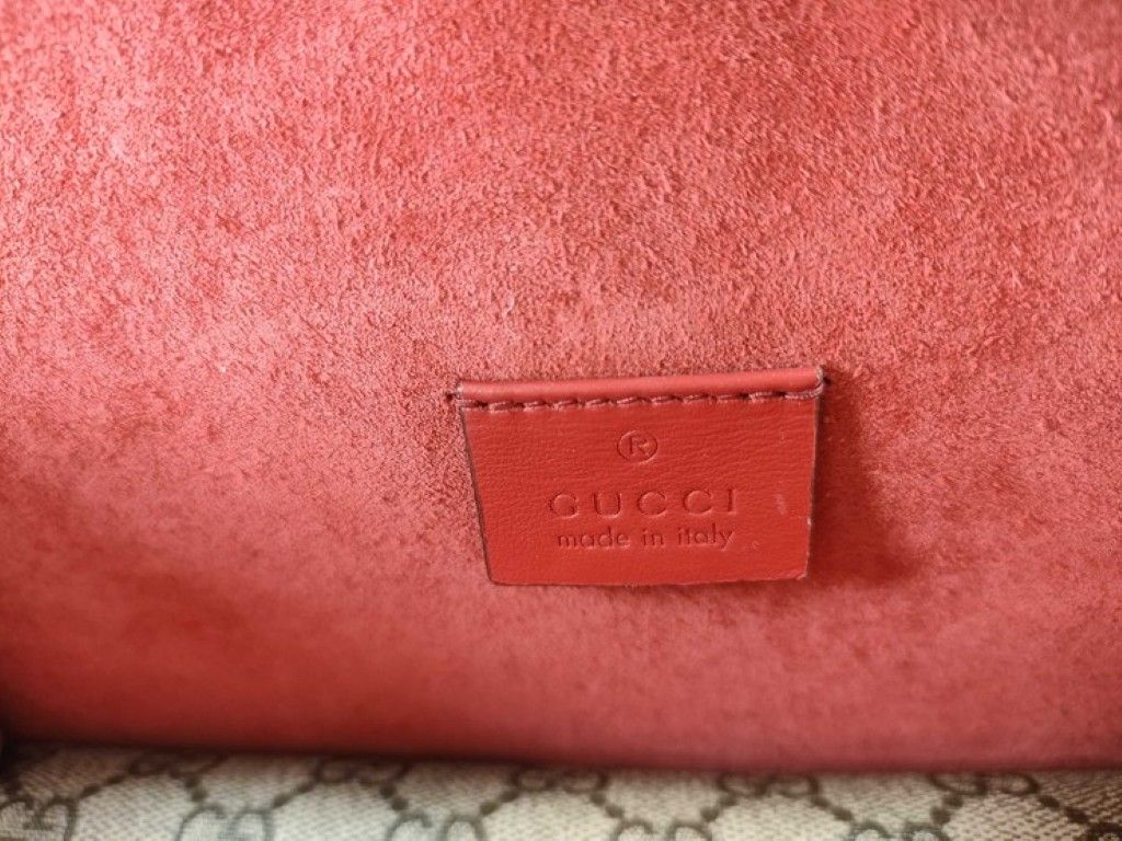 Gucci Shoulder Bag Dionysus Beige Red GG Supreme Canvas Chain Silver — view 9
