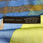 Hermes Puzzle Rectangle Cotton Silk Shawl Blue Scarf — view 3