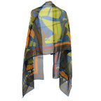 Hermes Puzzle Rectangle Cotton Silk Shawl Blue Scarf — view 2