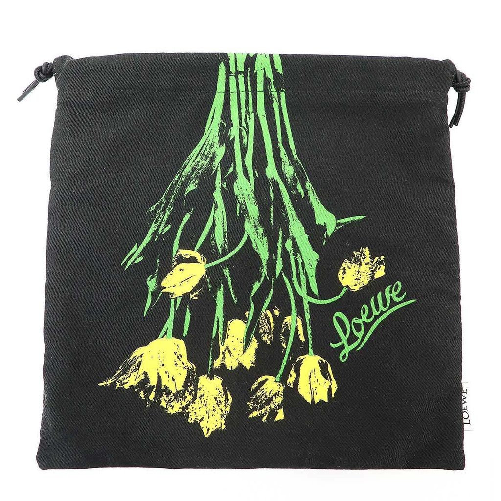Loewe Paula's Ibiza Flower Print Drawstring Pouch Black