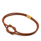 Hermes Heraku Tall Choker Brown Gold Leather 1- Necklace