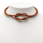 Hermes Heraku Tall Choker Brown Gold Leather 1- Necklace — view 5