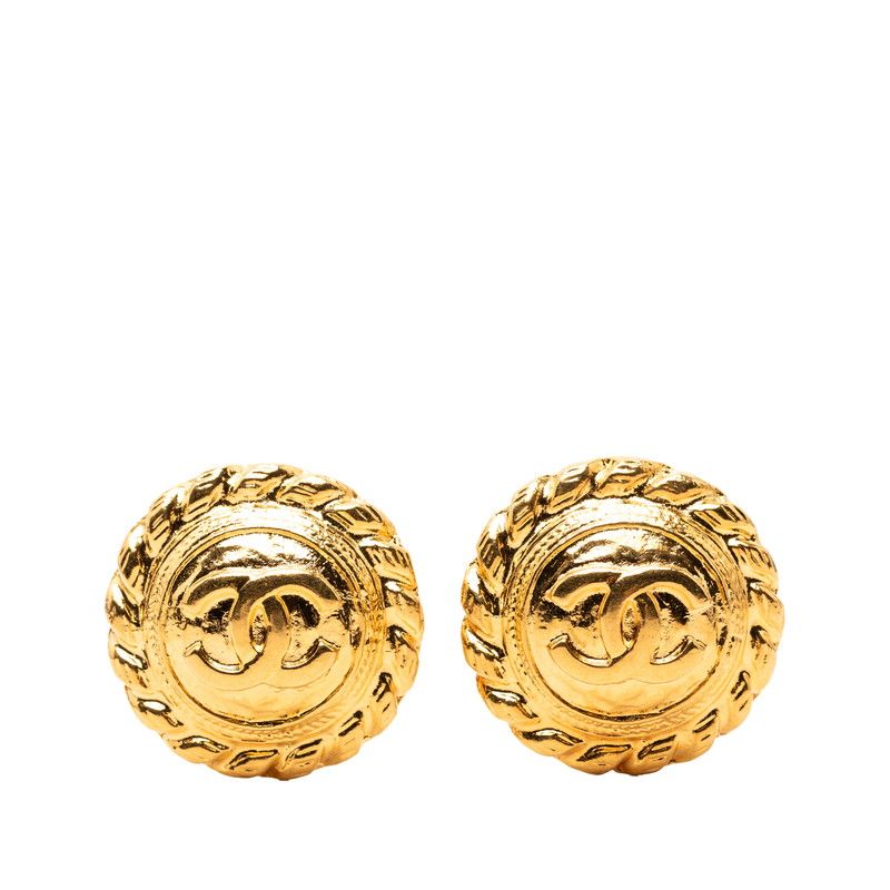 Chanel CC Logo Earrings Gold Plated