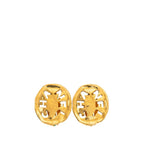 Chanel Plate Logo Earrings Gold Plated
