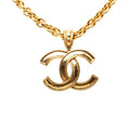 Chanel CC Logo Vintage Chain Pendant Necklace Gold Plated