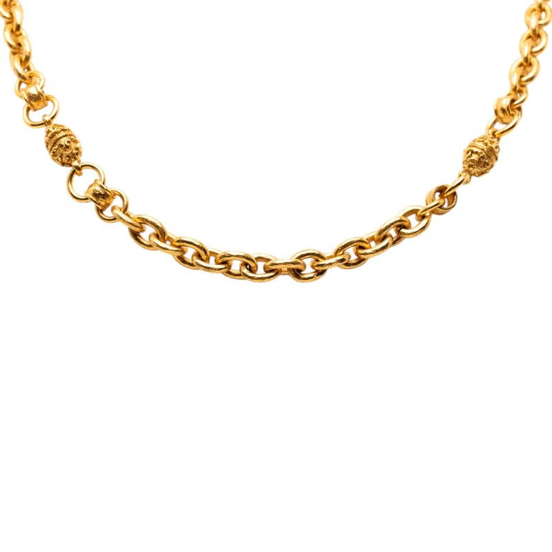 Chanel CC Logo Long Necklace Gold Plated