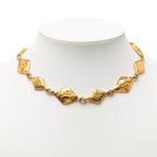 Chanel Mademoiselle Quilted Diamond Necklace Gold Plated — view 6