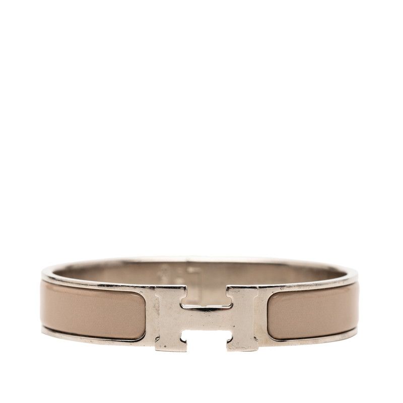 Hermes Click PM Bracelet Silver Gray Metal Enamel